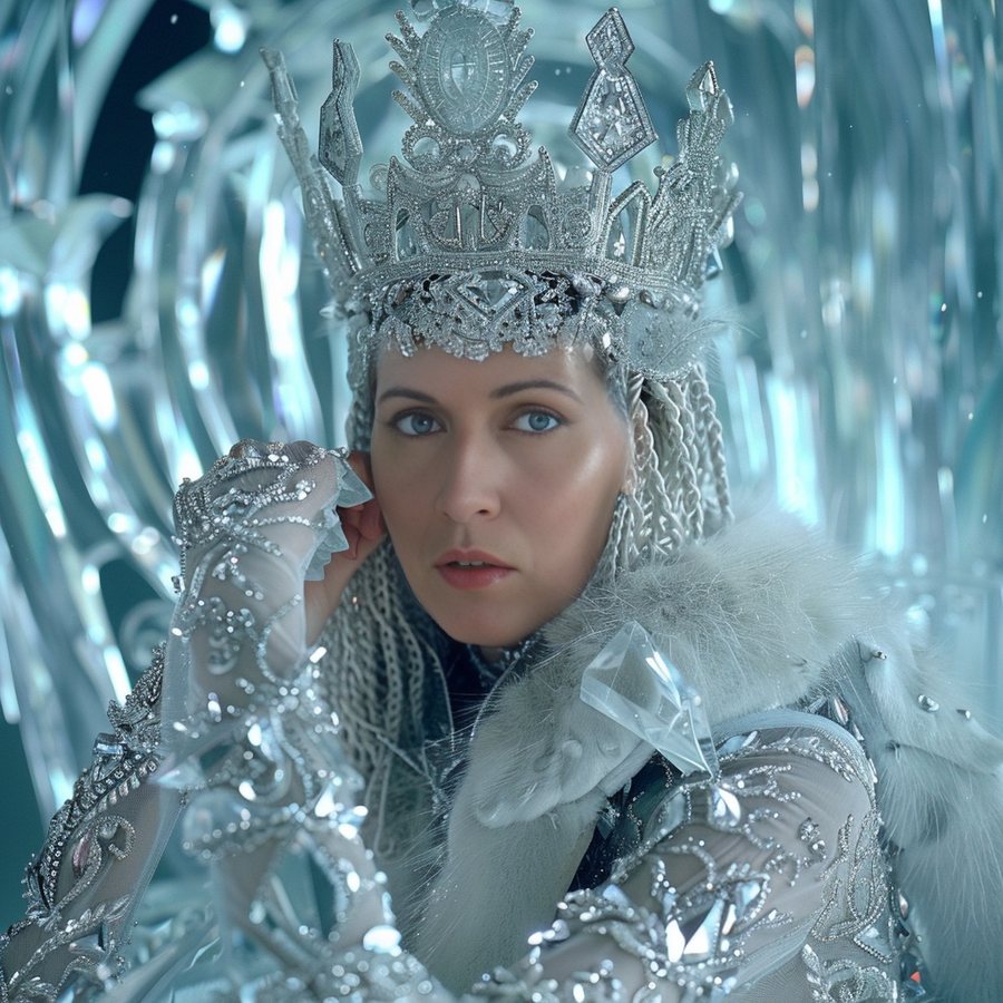 Archetypal Fantasy Portrait: an ice queen in a crystal crown